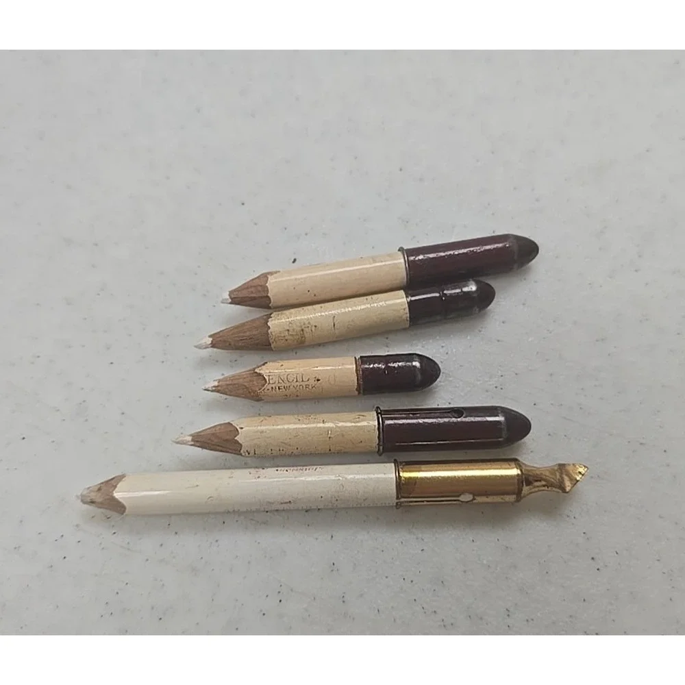 Lot of 5 Vintage Cutex White Nail Tip Bullet‎ Pencil Manicure Pedicure Tools